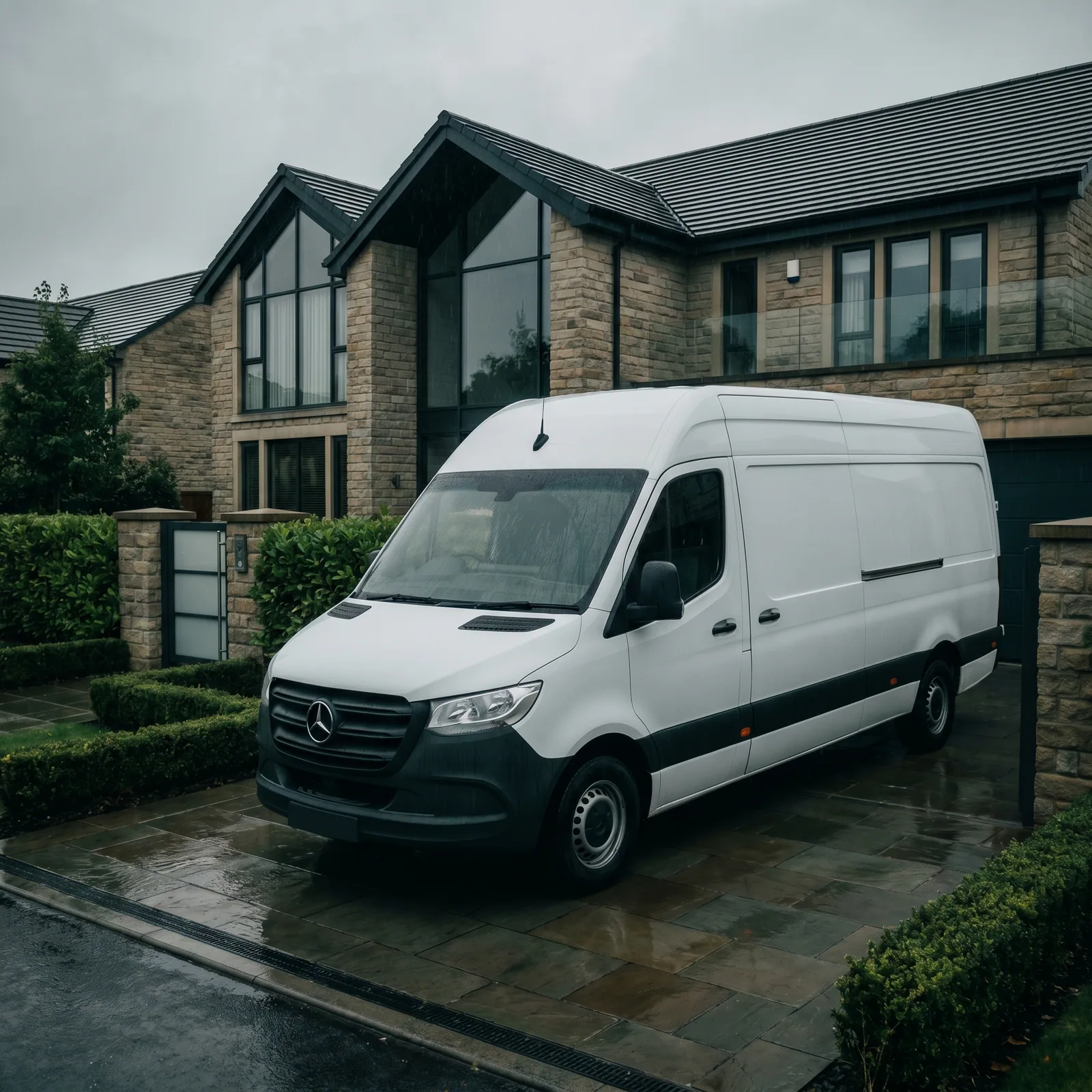 Drainage service van outside a Leeds residential property